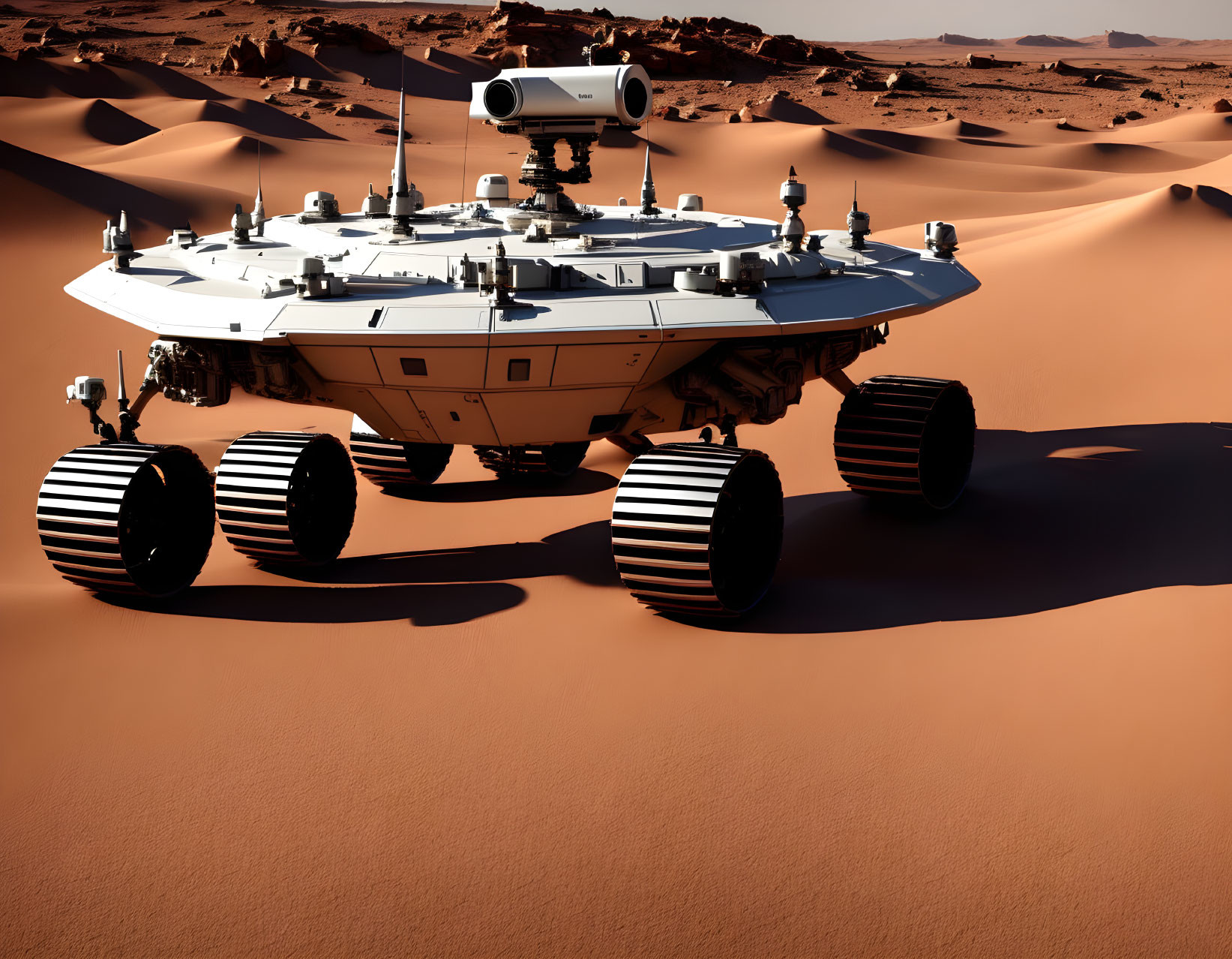 Six-Wheeled Robotic Rover on Mars-Like Terrain