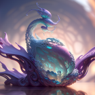 Iridescent tentacle sculpture with intricate patterns on warm background