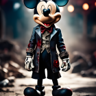 Stylized Mickey Mouse Figure in Costume with Dramatic Spotlight