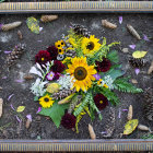 Colorful Mosaic Artwork of Flowers in Vase