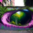 Large Eye Mural Reflecting Forest in Urban Setting