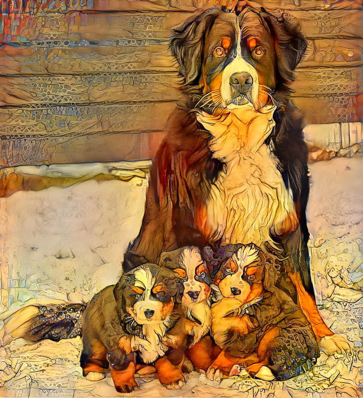 Mother and de little dogs