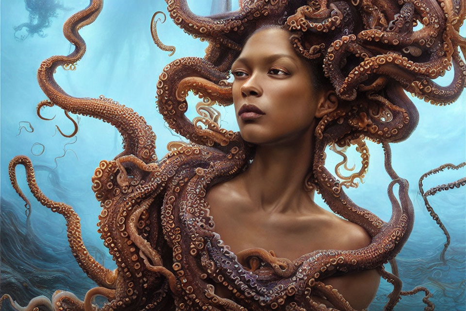 Intricate Octopus-Inspired Hairstyle with Rich Textures