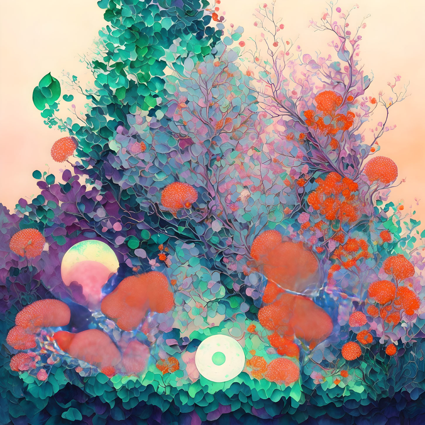 Colorful surreal digital artwork of dream-like underwater landscape