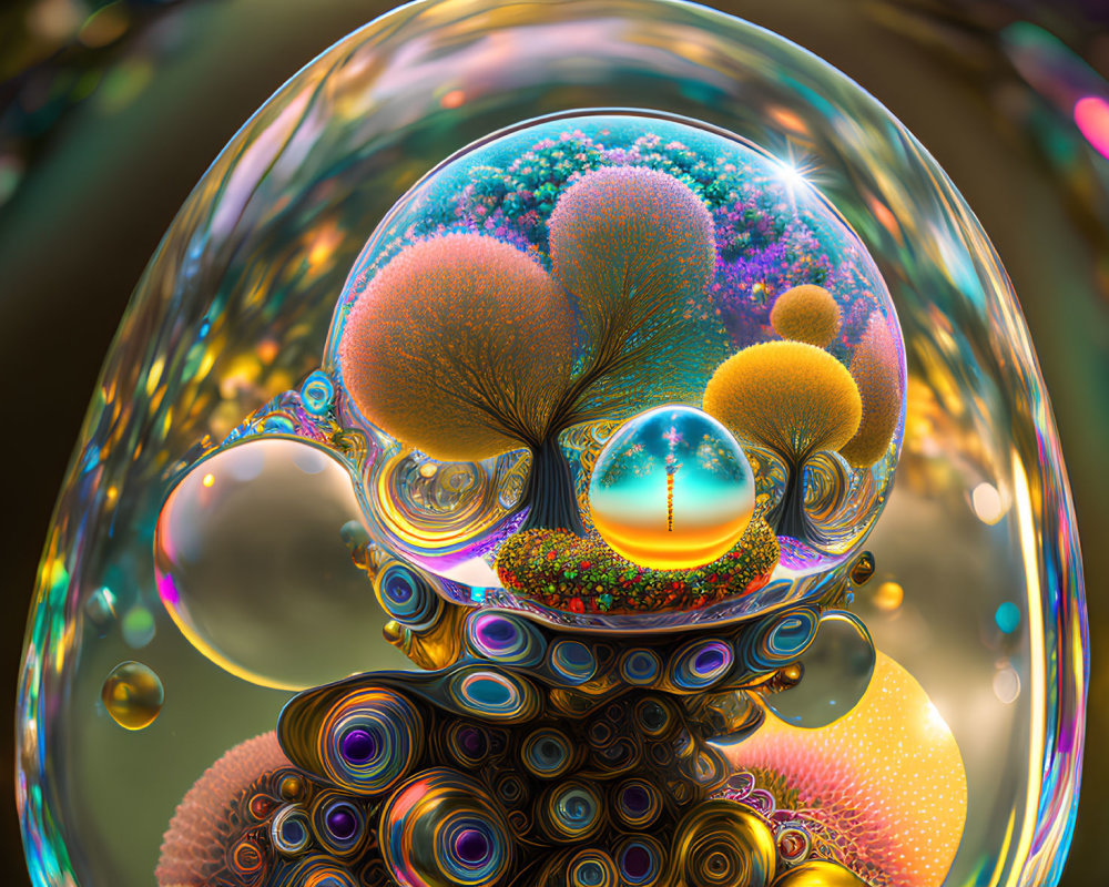 Colorful Bubble Fractal with Tree-Like Patterns