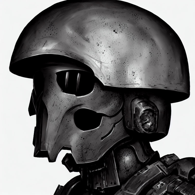 Futuristic monochrome helmet with sleek design and prominent visor