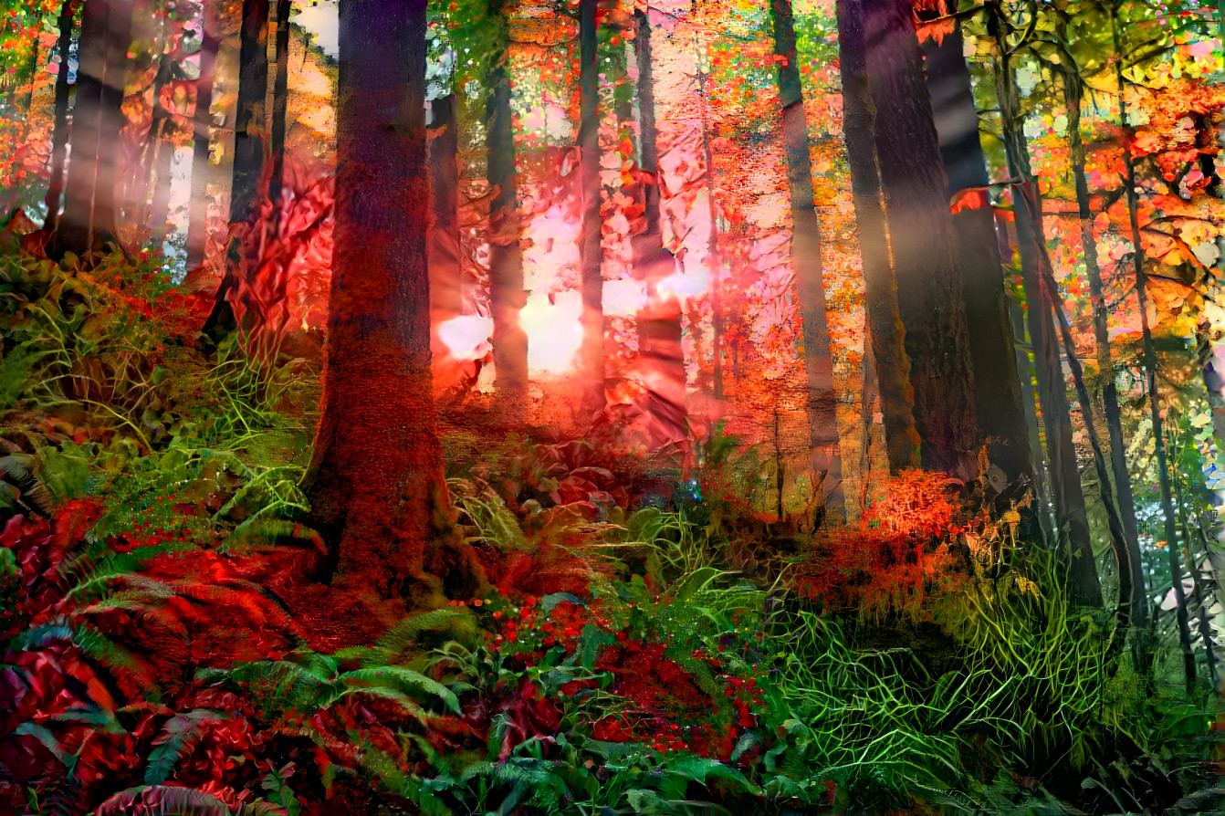 Red splashed forest