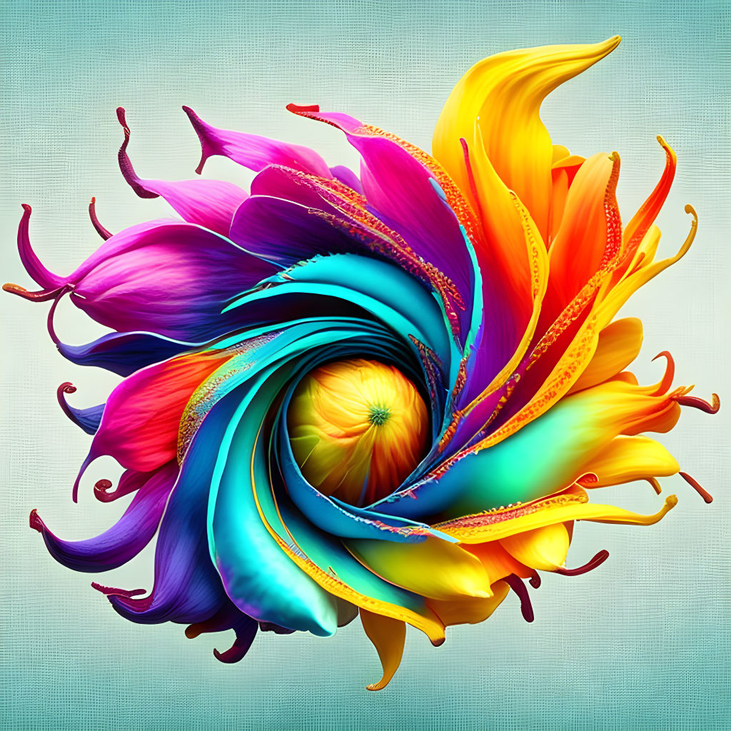 Colorful Swirling Flower Artwork with Overlapping Petals