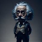 Stylized caricature of Albert Einstein with exaggerated features