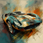 Colorful Abstract Design of Classic Sports Car on Sunlit Street