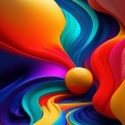 Colorful Abstract Swirl Art in Blue, Orange, Purple, and Green