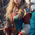 Fantasy pirate digital artwork with ornate clothing and elf-like ears