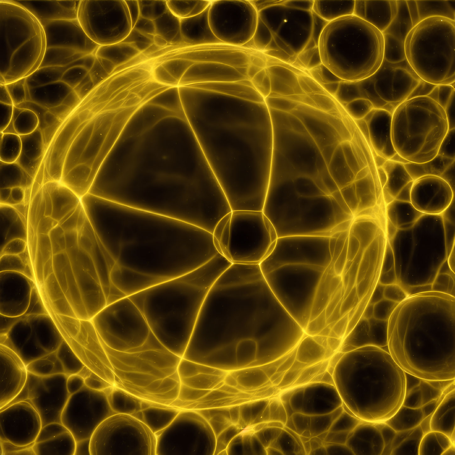 Abstract Glowing Yellow Spheres on Dark Background