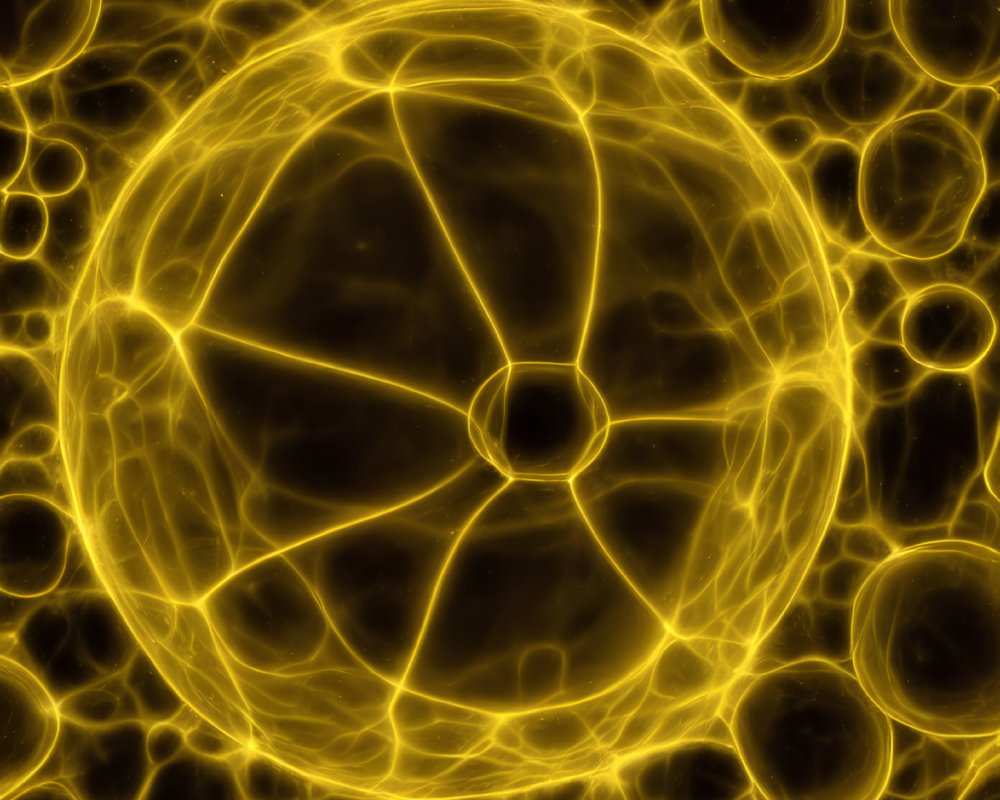 Abstract Glowing Yellow Spheres on Dark Background