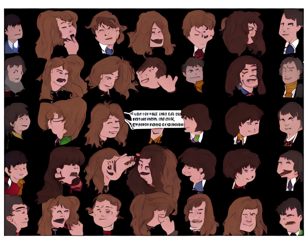 Collage of Cartoon Faces Displaying Various Emotions