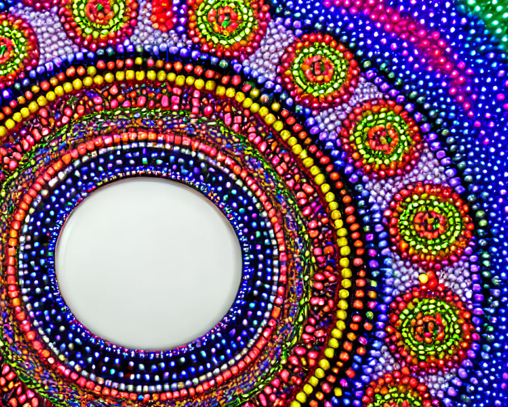 Colorful Mandala Pattern with Bead-like Details in Rainbow Hues