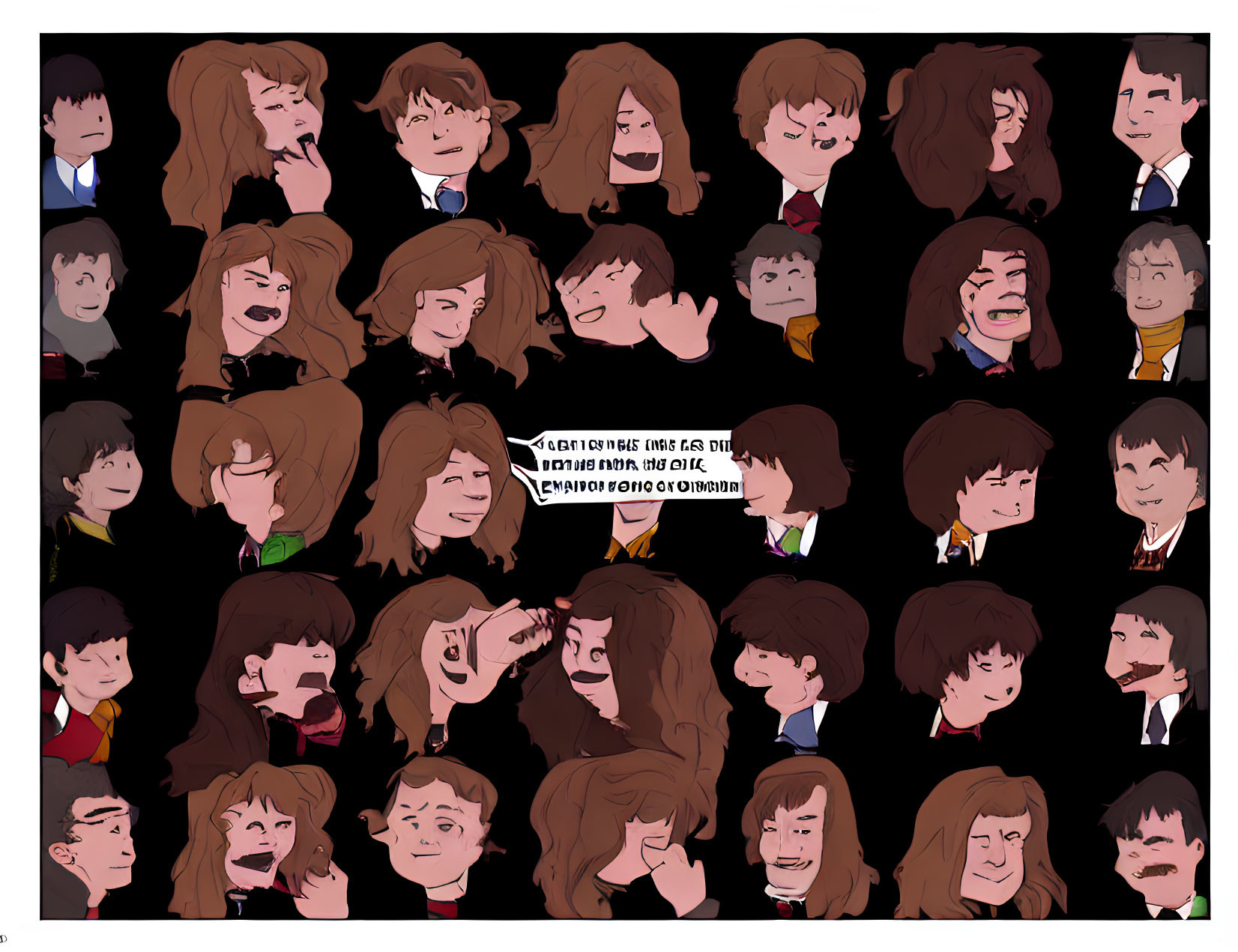 Collage of Cartoon Faces Displaying Various Emotions