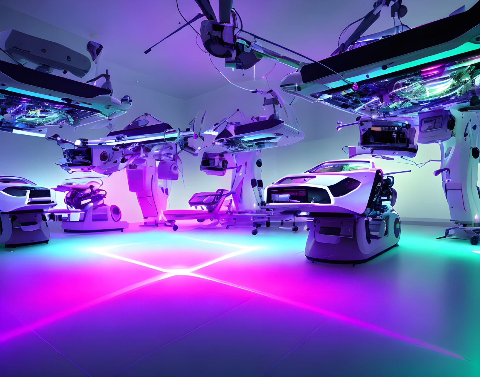 Futuristic Operating Room with Neon Lights