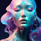 Vibrant surreal digital artwork of female figure with colorful paint-like shapes