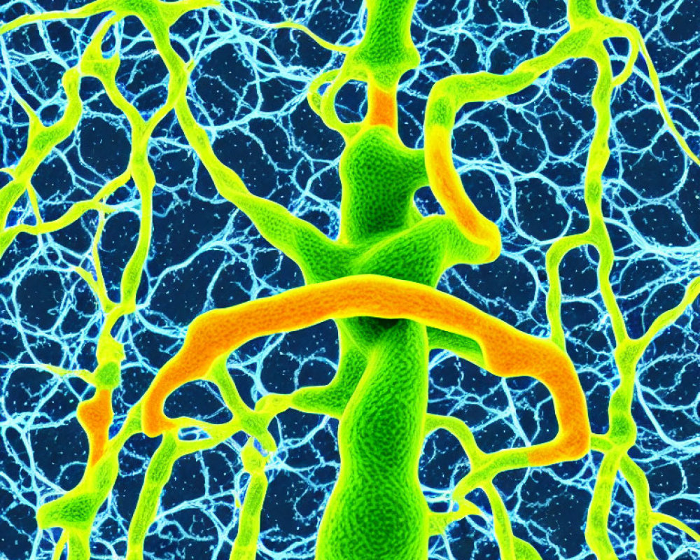 Vibrant Neural Network Illustration with Interconnected Neurons