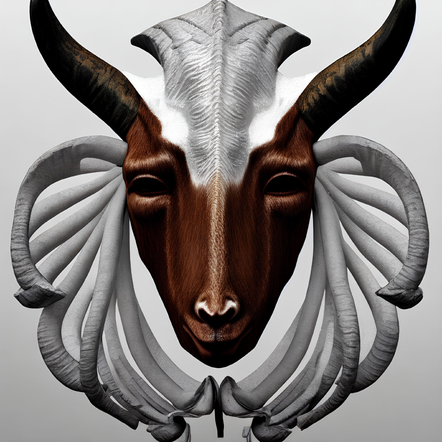 Detailed Capricorn Zodiac Sign Artwork with Stylized Goat Head