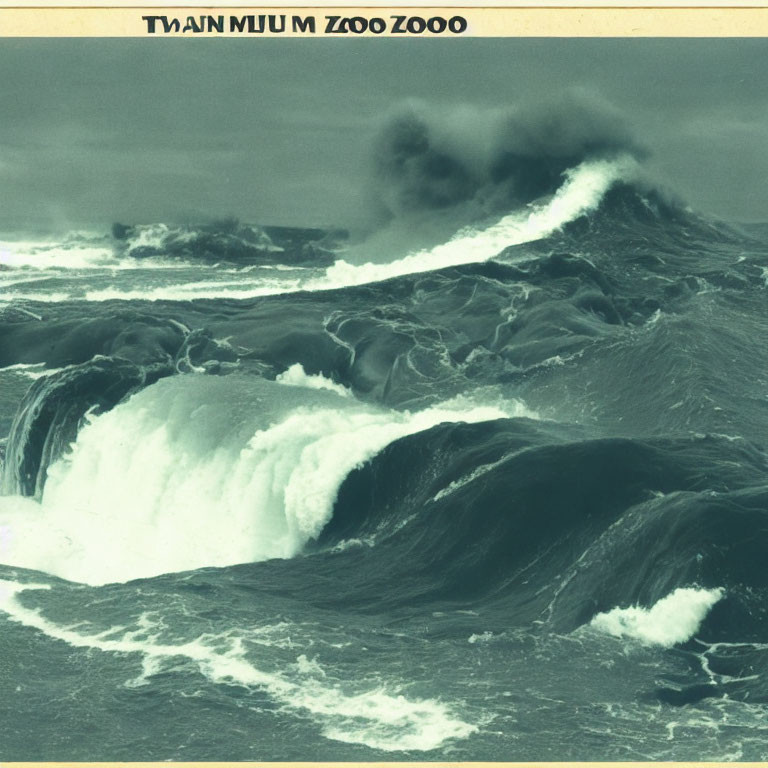 Sepia-Toned Image of Turbulent Ocean Waves and Dark Skies