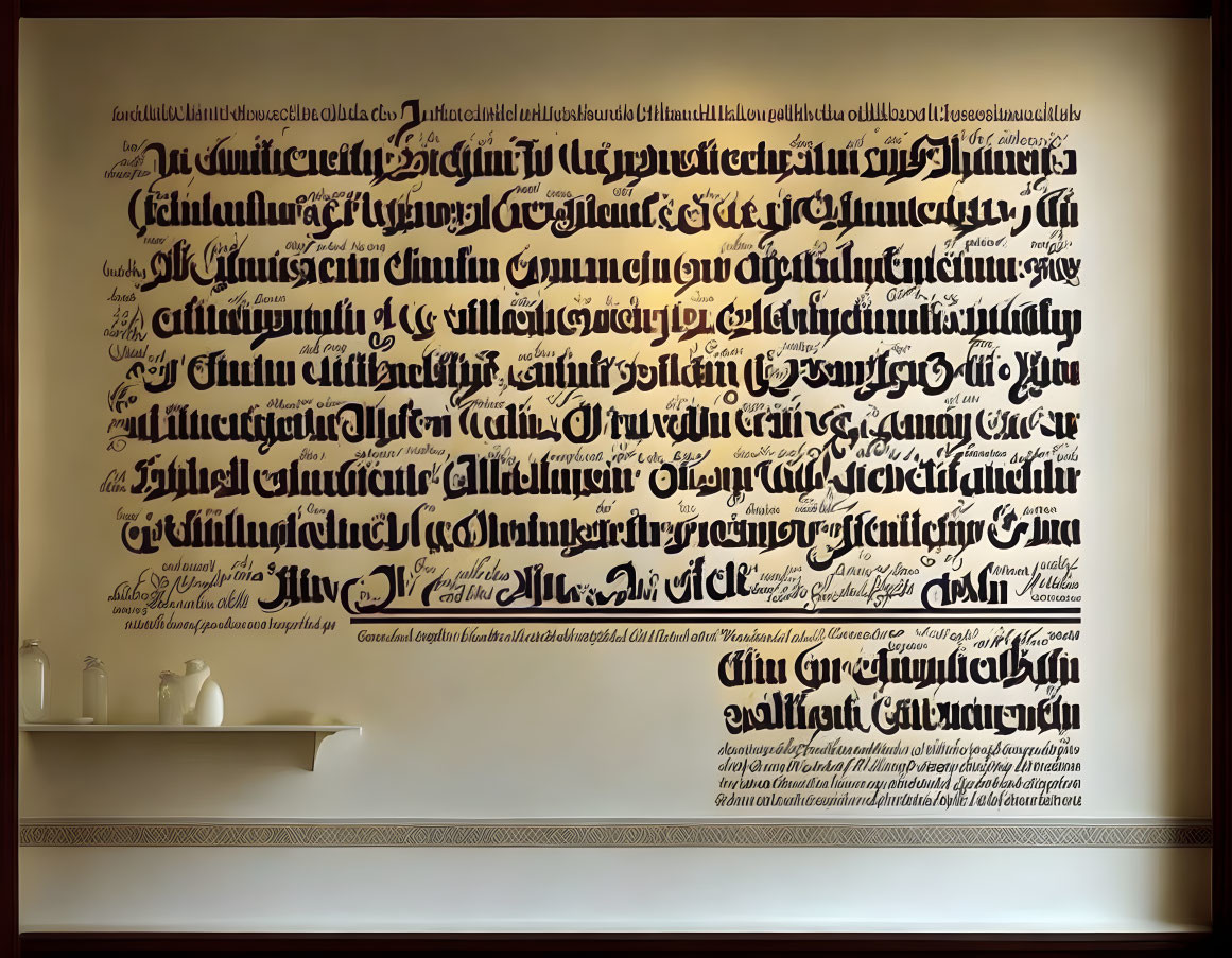 Stylized script writing decor in elegant room