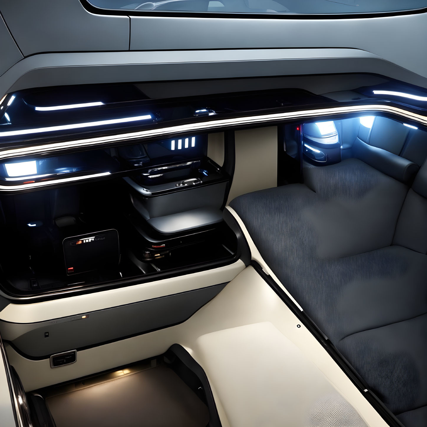 Luxurious Car Interior with Leather Seats and Modern Features