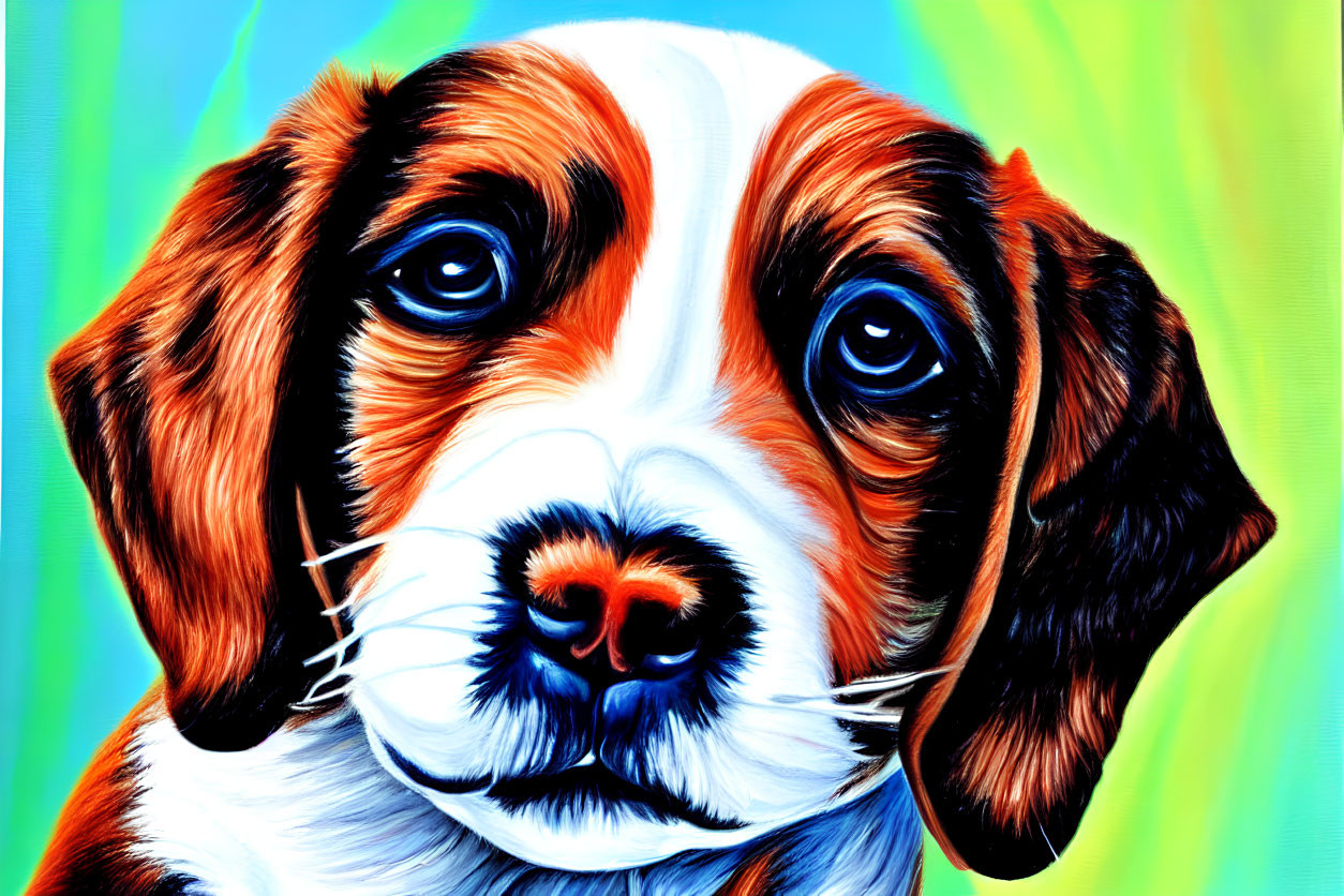 Colorful Beagle Puppy Illustration with Expressive Eyes