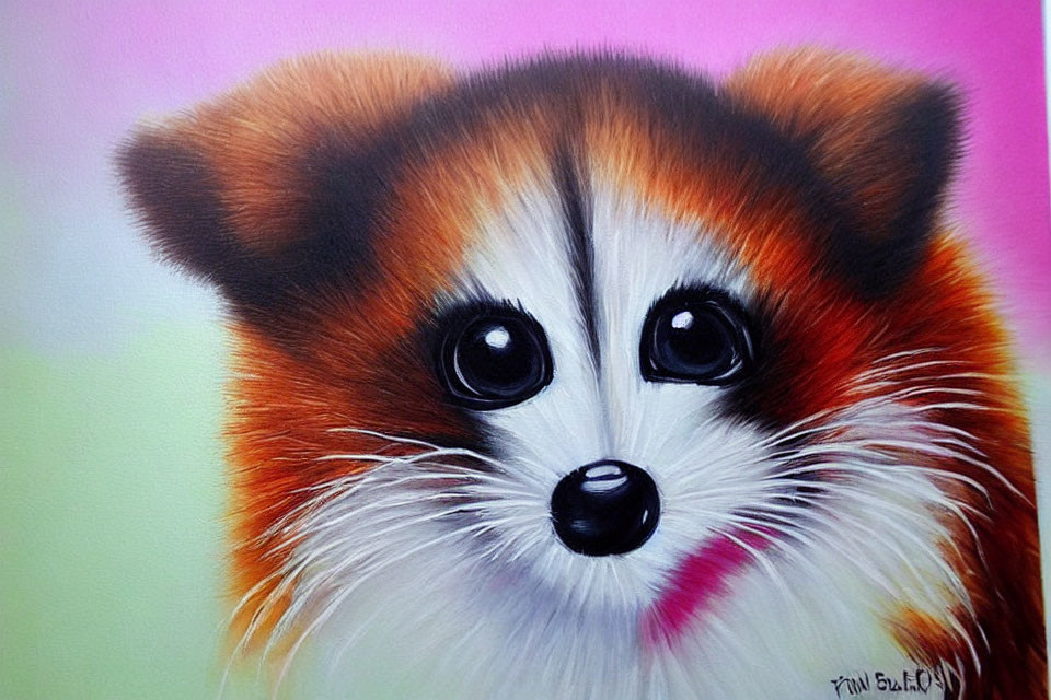 Vibrant Cartoon-Style Fluffy Dog Painting