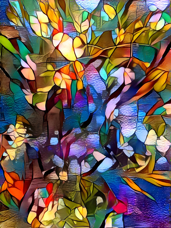 Abstract flowers stained glass