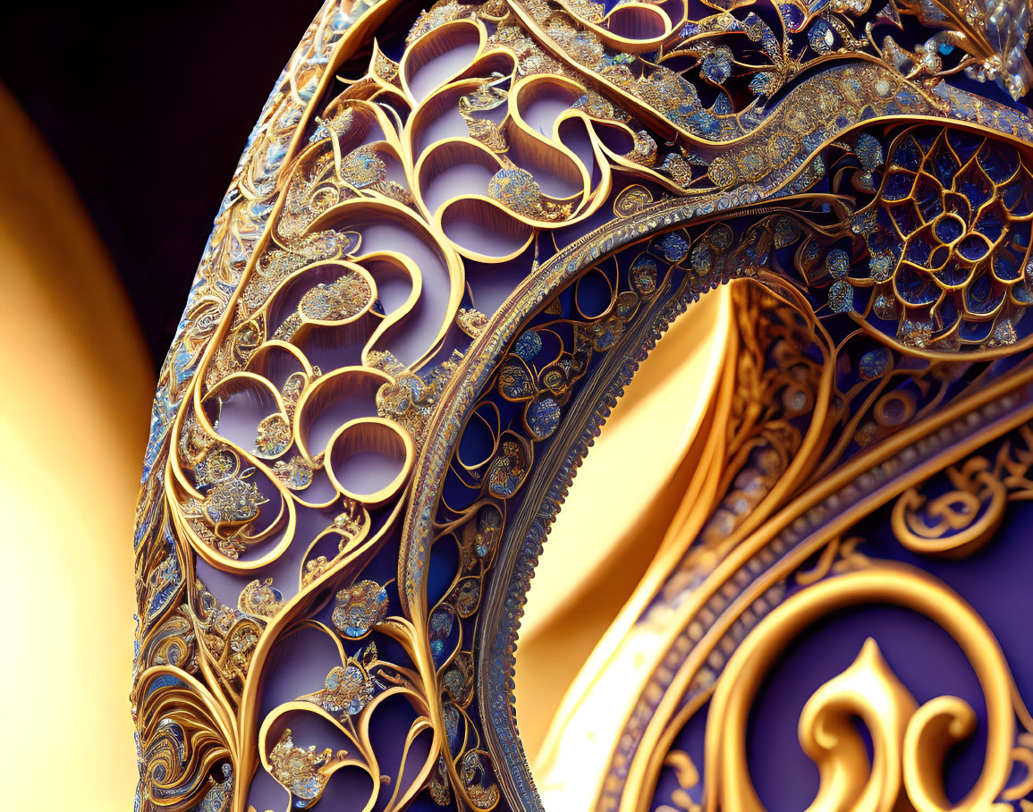 Intricate fractal design with golden and purple accents