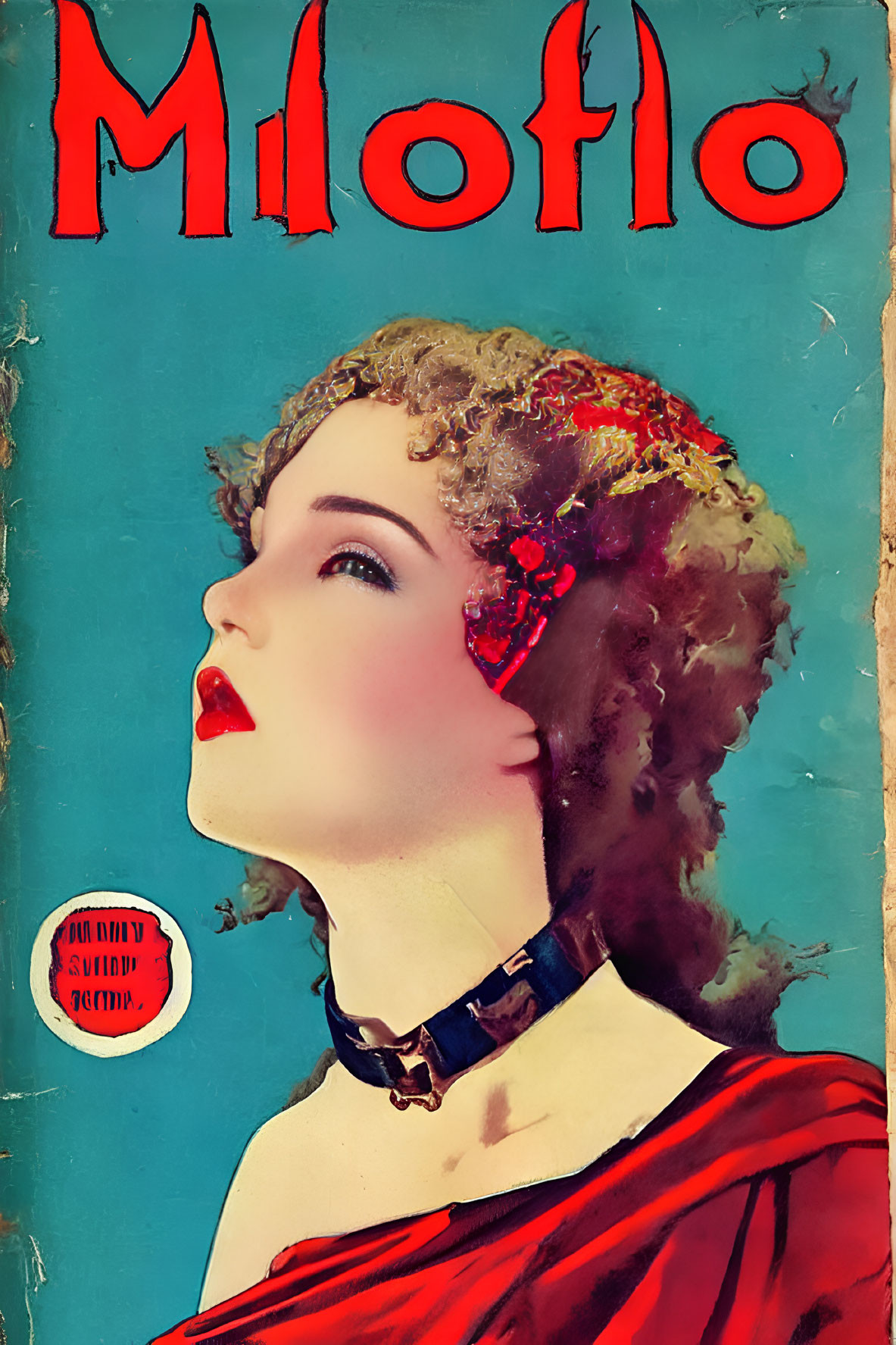 Vintage Magazine Cover Featuring Woman in Red Outfit & Choker