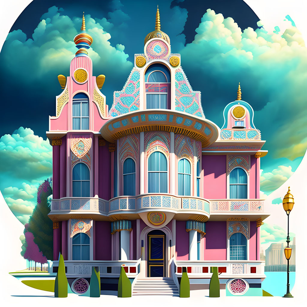 Whimsical Pink Victorian-Style House with Ornate Detailing