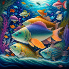 Colorful Fish and Coral Reefs in Vibrant Underwater Scene