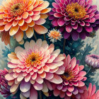 Colorful Flower Illustration in Orange, Purple, and Pink