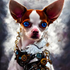 Steampunk Chihuahua with Striking Blue Eyes and Gears