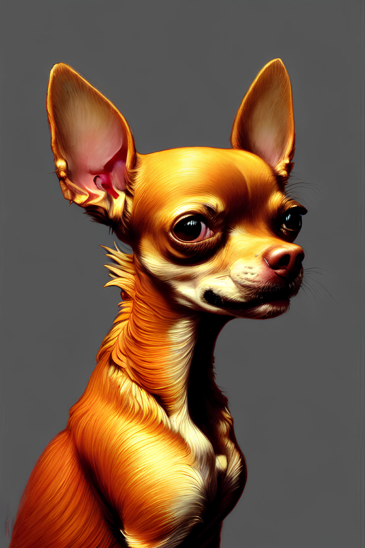 Chihuahua with Oversized Ears and Tan Coat on Neutral Background