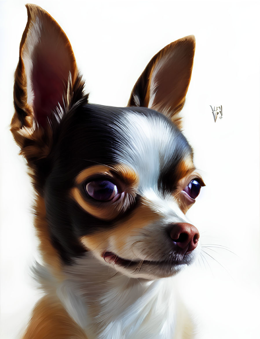 Chihuahua digital painting with expressive eyes and glossy coat