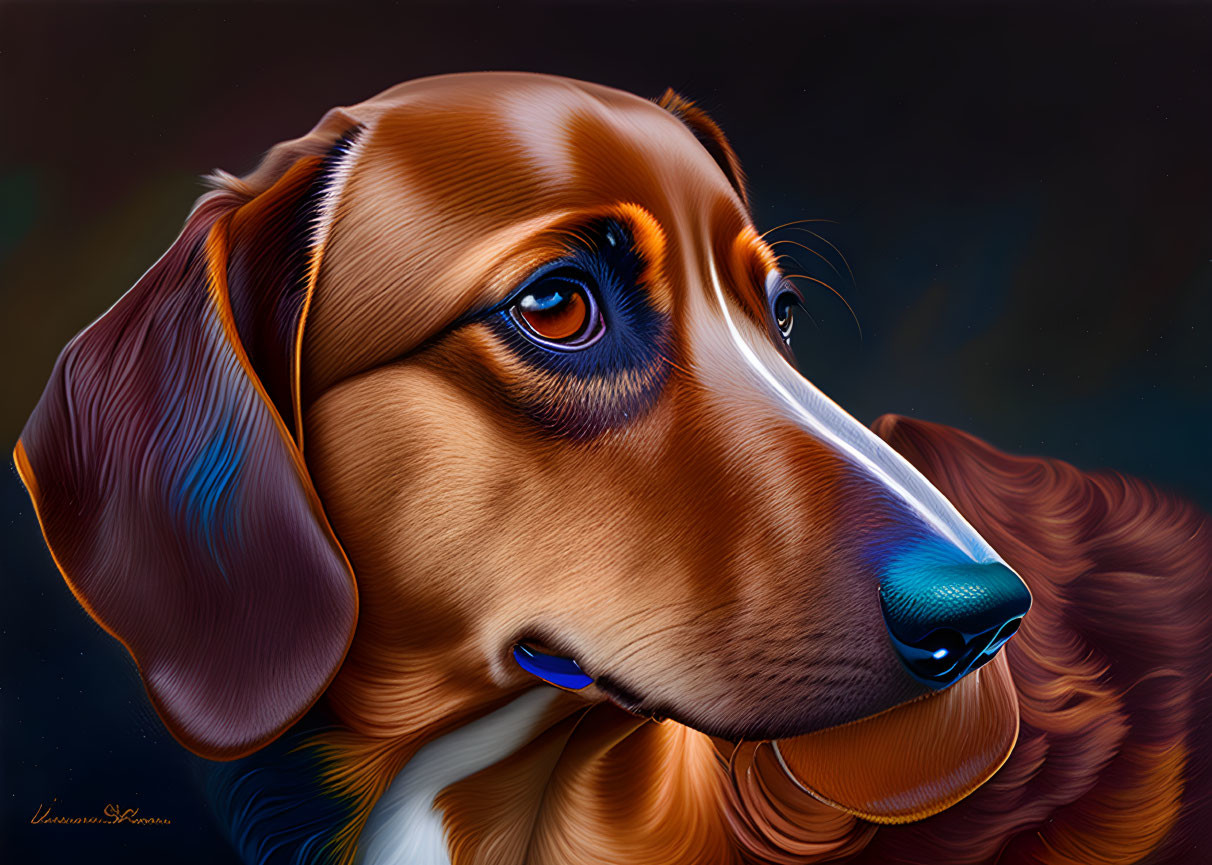 Brown Dog Portrait with Soulful Eyes on Moody Background