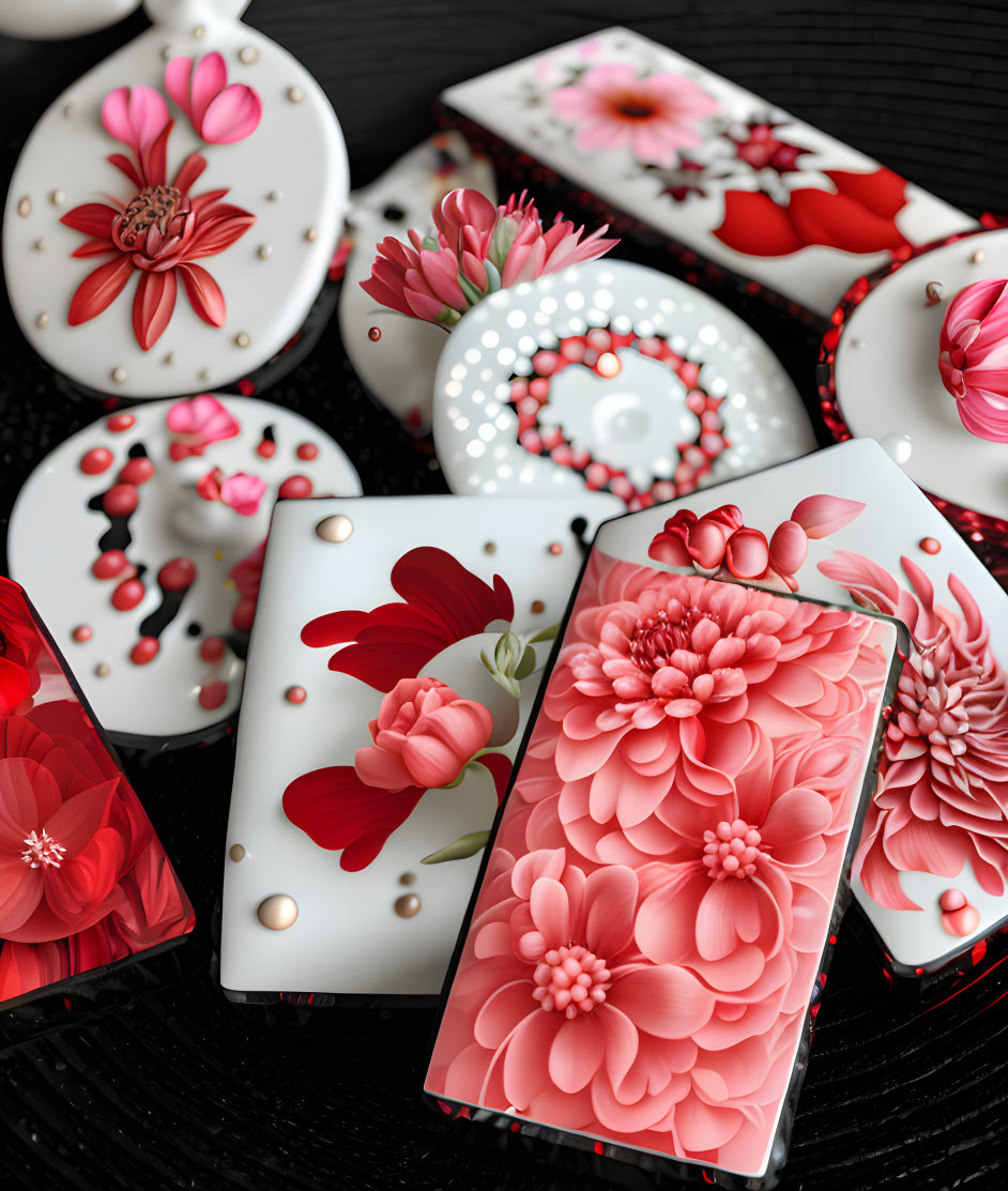 Hand-Painted Chocolates: Vibrant Floral Designs & Gold Accents