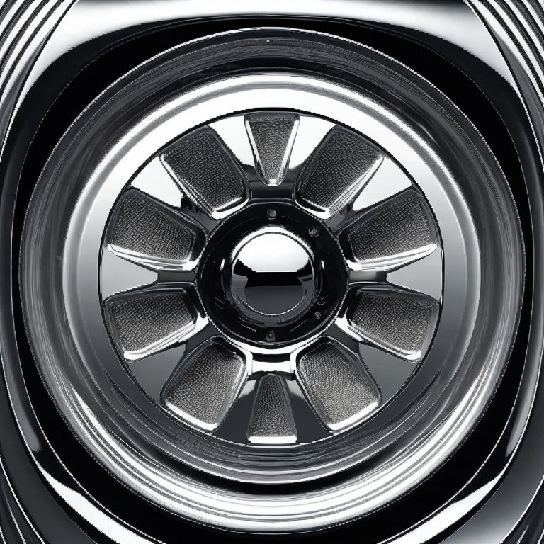 Silver Rim Car Wheel with Black Details: Modern, Sleek Design