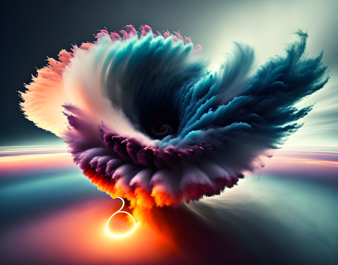 Colorful Feathers Swirling in Dynamic Vortex