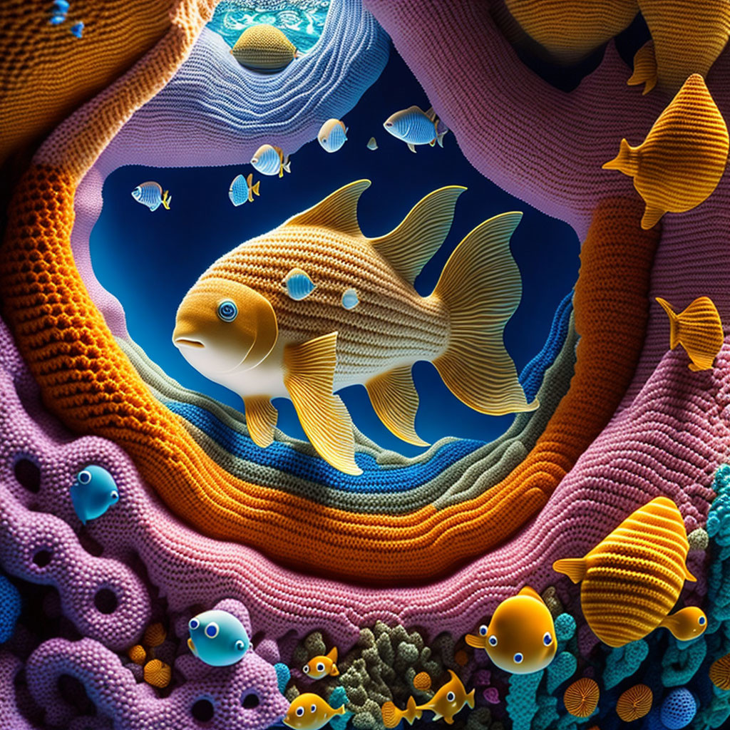 Colorful Underwater Scene with Striped Fish and Coral