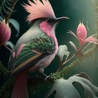 Exotic bird illustration with vibrant colors and detailed feathers