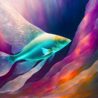 Colorful blue fish swimming in vibrant underwater scene