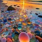 Vibrant Gemstone Beach Sunset Reflections