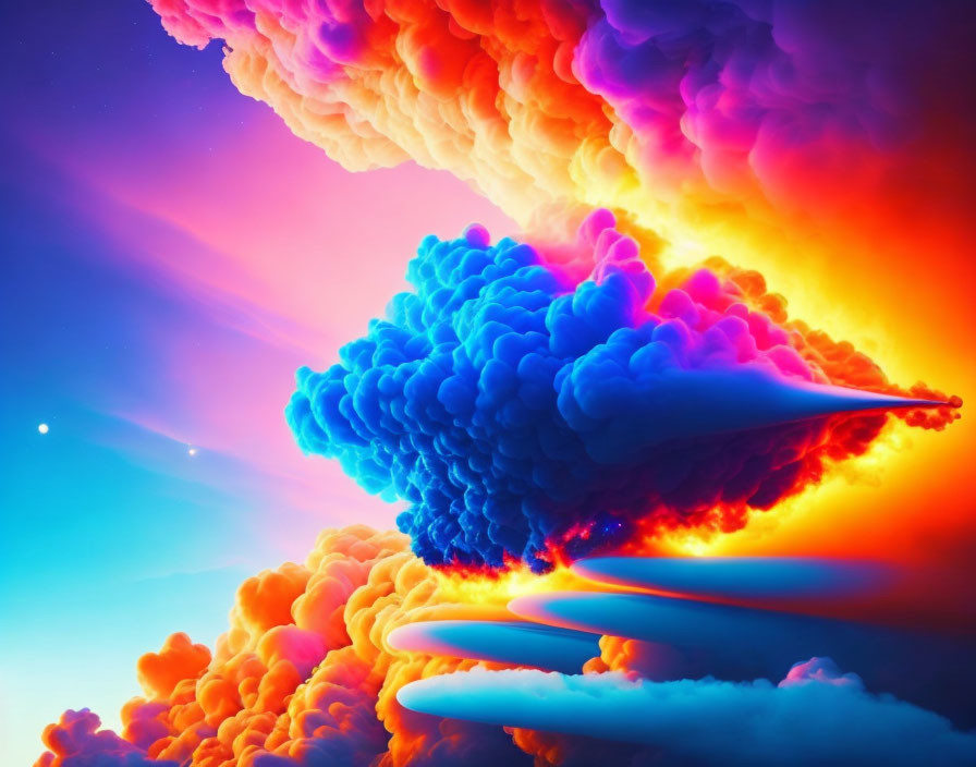 Colorful Blue, Purple, Orange, and Pink Clouds in Fantasy Sky