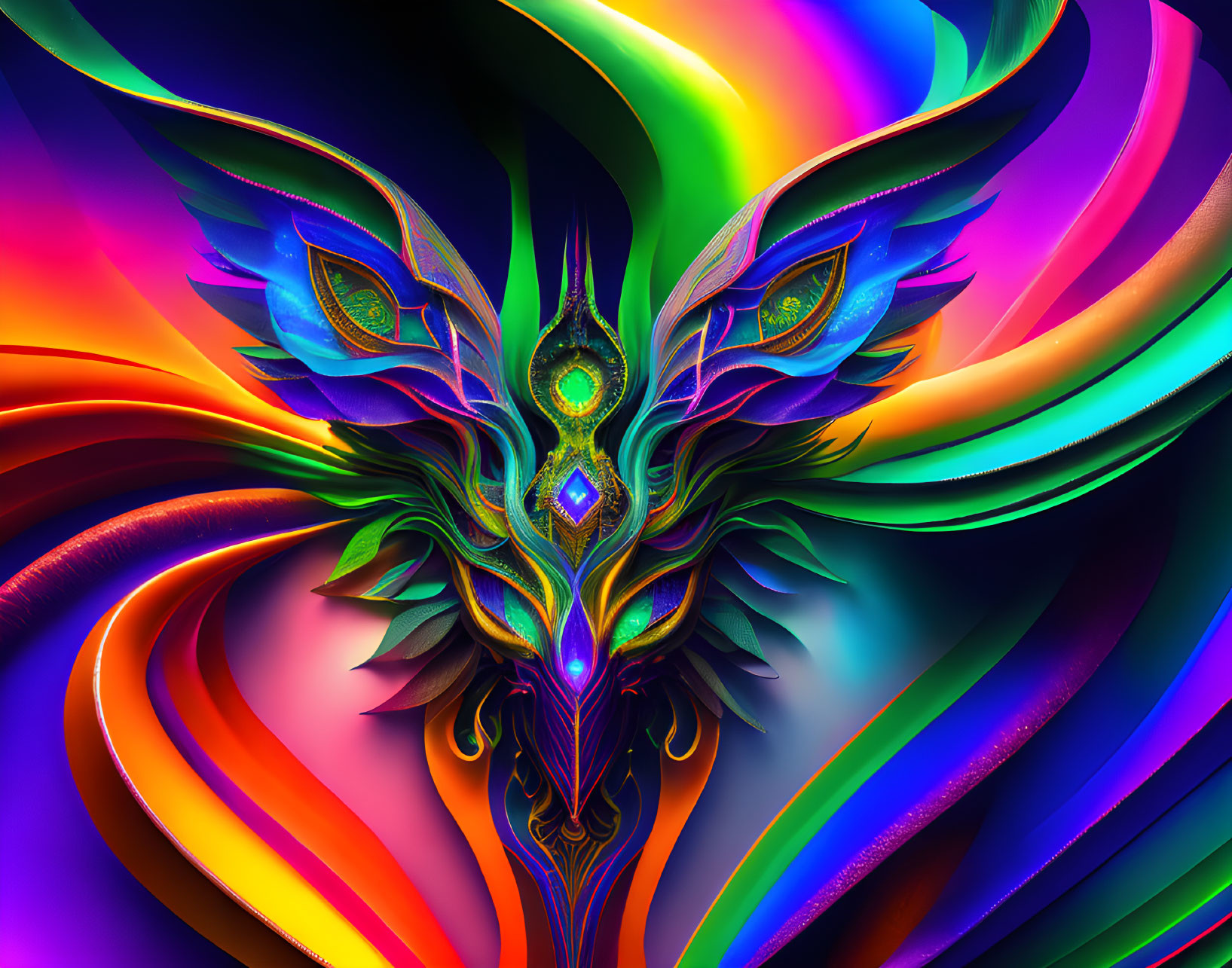 Colorful Abstract Bird Artwork with Swirling Shapes