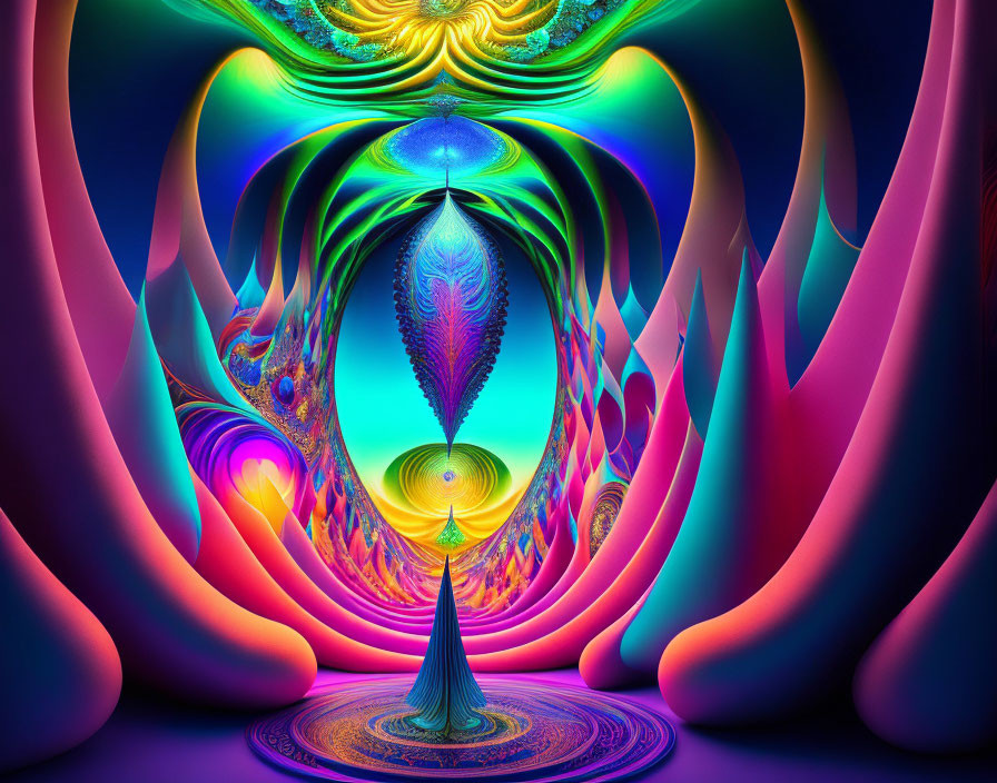 Colorful Psychedelic Digital Art with Swirling Patterns